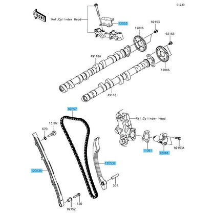 KAWASAKI NINJA ZX-14R ZX1400 '12-23 Genuine Tensioner & Chain Guide & Chain Set