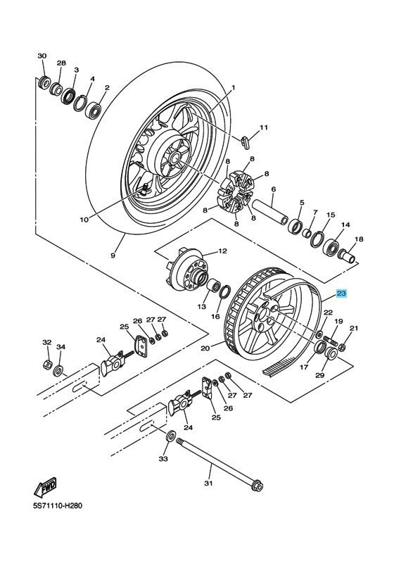 YAMAHA V-STAR 950 XVS95 2012-2016 Genuine V-Belt 5S7-46241-10-00 OEM