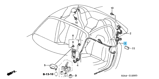 HONDA S2000 AP1 02-05 S2K Genuine Hardtop Rear Window Defroster Sub Harness OEM