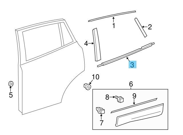 TOYOTA RAV4 ALA4# 2013-2018 Genuine Rear Door Belt Moulding LH 75740-42040 OEM