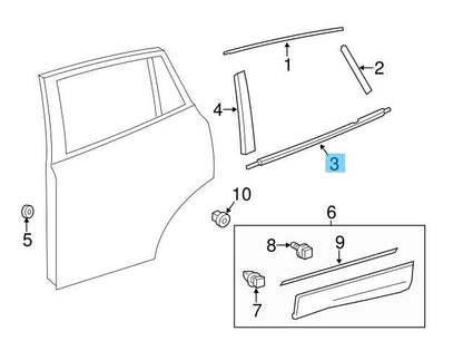 TOYOTA RAV4 ALA4# 2013-2018 Genuine Rear Door Belt Moulding LH 75740-42040 OEM