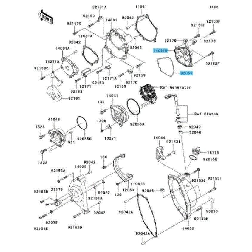KAWASAKI NINJA ZX-10R ZX1000C '04-05 Genuine Pulsing Cover & O-Ring Set OEM