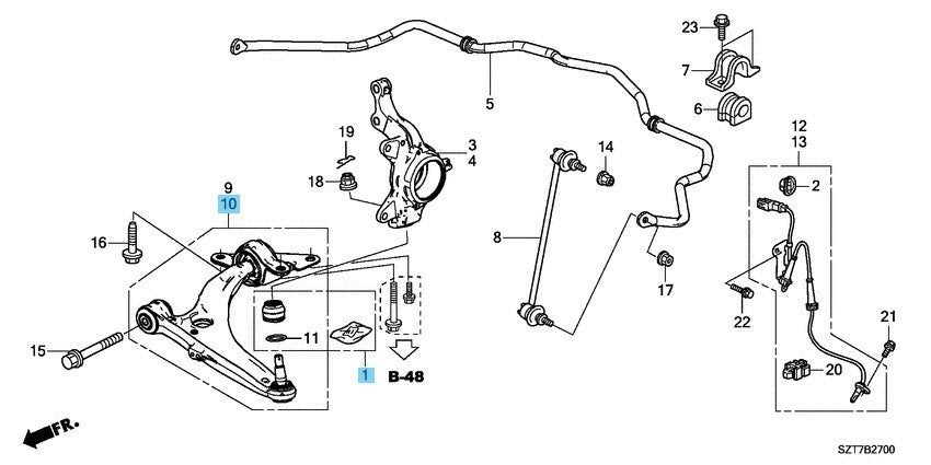 HONDA CR-Z ZF1 2011 Genuine Front Lower Arm Assy LH & Boot Set OEM