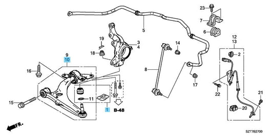 HONDA CR-Z ZF1 2011 Genuine Front Lower Arm Assy LH & Boot Set OEM