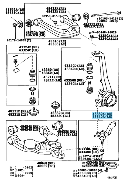 TOYOTA SEQUOIA 06-07 TUNDRA 2006 Genuine Front Lower Ball Joint RH & LH Set OEM