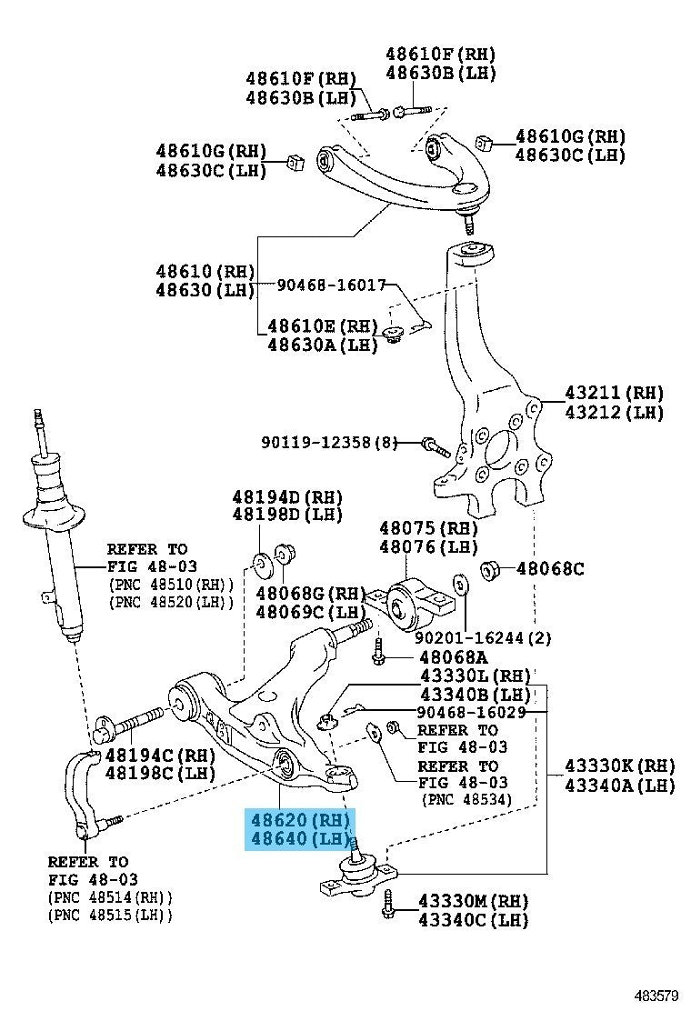 LEXUS GS350 GRL15/16 '13-20 Genuine Fr/Suspension Arm Lower RH & LH Set For AWD
