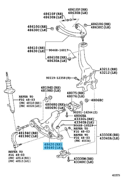 LEXUS GS350 GRL15/16 '13-20 Genuine Fr/Suspension Arm Lower RH & LH Set For AWD