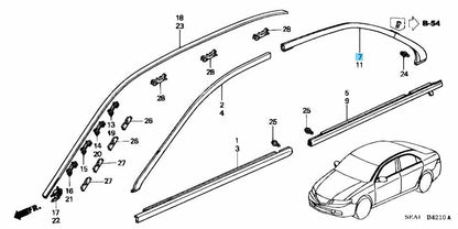 HONDA ACCORD CL7 EURO R Genuine Rear Door Sash Molding Right 72921-SEA-J01 OEM