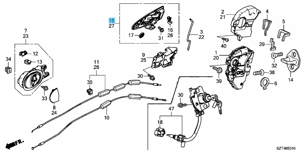 HONDA CR-Z ZF1 ZF2 Genuine Outer Door Handle Right Side 72141-SZT-003ZE RHD OEM