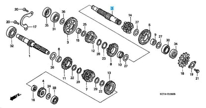 HONDA XR400R 1999-2004 Genuine Transmission Countershaft 23220-KCY-671 OEM