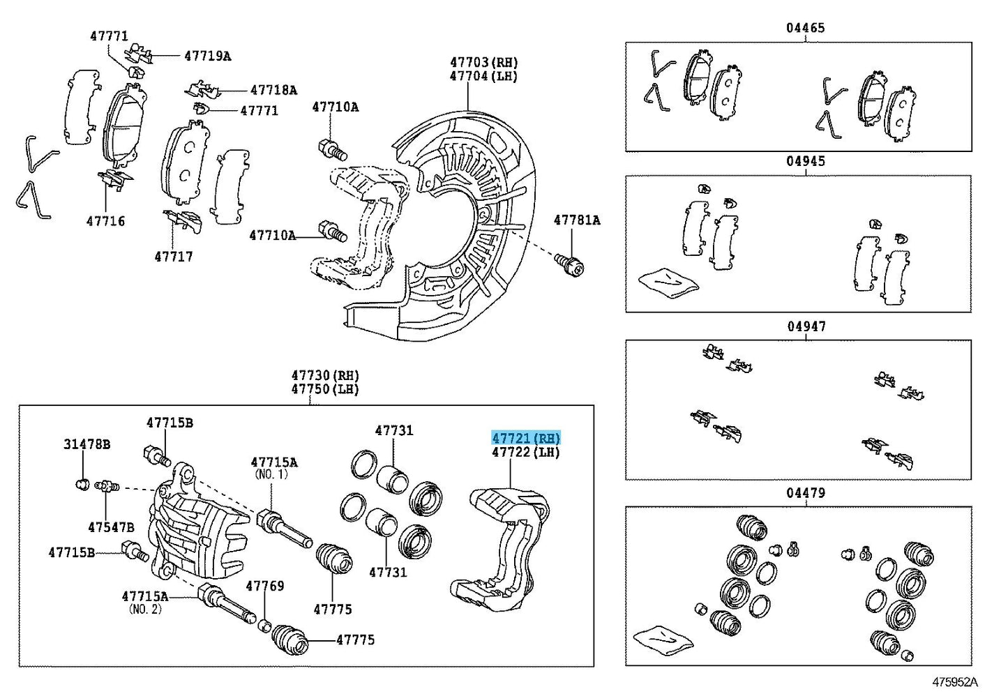 TOYOTA HIGHLANDER 08-13 Genuine Fr/Disc Brake Cylinder Mount RH 47721-48150 OEM