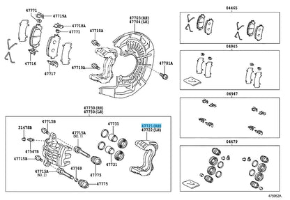 TOYOTA HIGHLANDER 08-13 Genuine Fr/Disc Brake Cylinder Mount RH 47721-48150 OEM