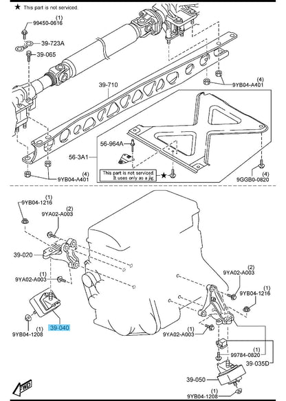 MAZDA MX-5 MIATA NC '06-15 Genuine Engine Mount Rubber RH NE61-39-040F For A/T