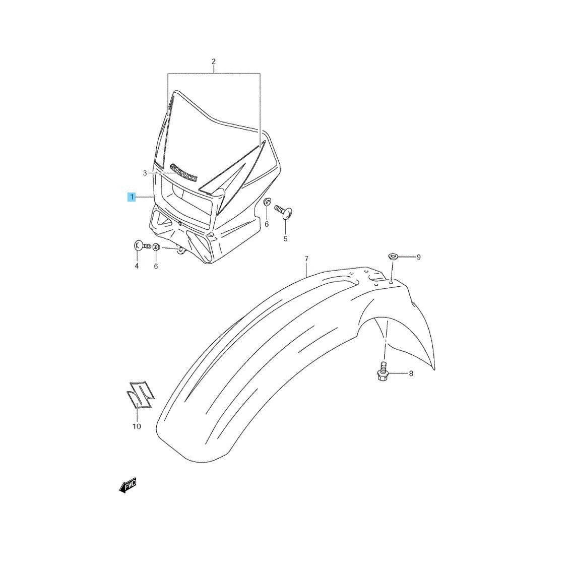 SUZUKI DR-Z400S '02-09 '11-14 '17-19 '21-23 Genuine Headlamp Cover (White) OEM