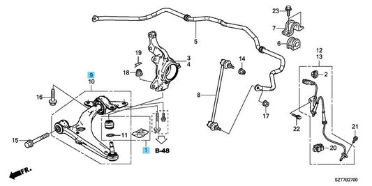 HONDA CR-Z ZF1 2011 Genuine Front Lower Arm Assy RH & Boot Set OEM