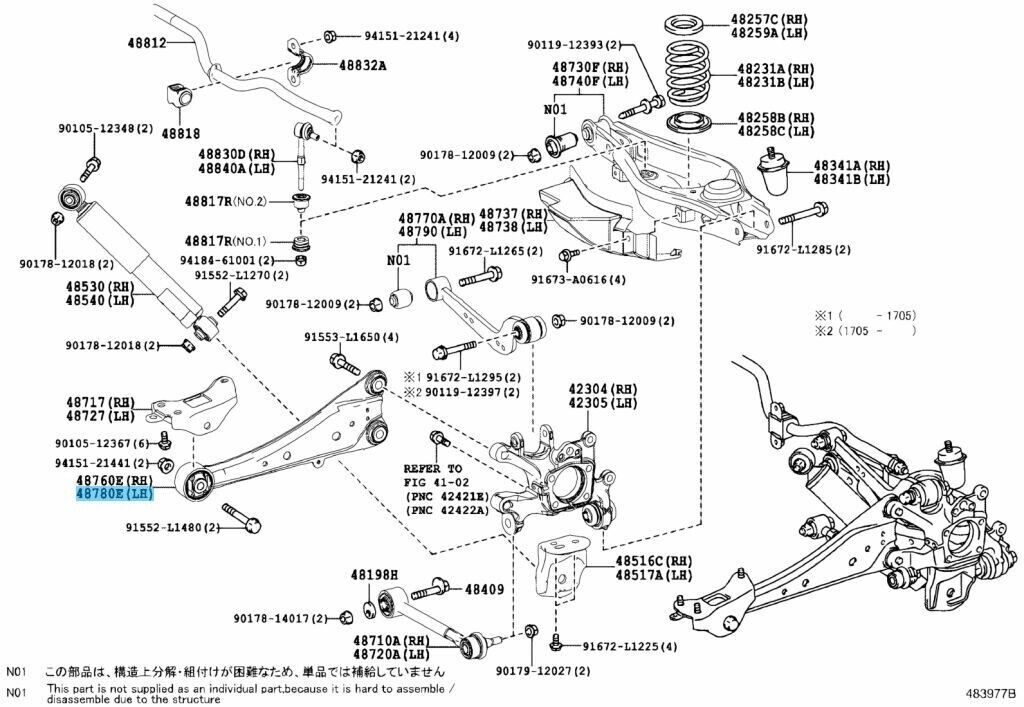 TOYOTA RAV4 2013-2018 Genuine Rear Trailing Arm Assy Left Side 48780-48110 OEM