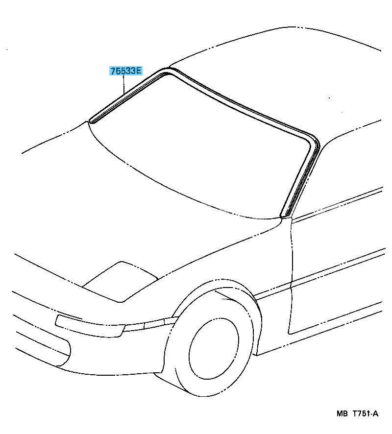 TOYOTA MR2 SW20 90-95 Genuine Front Windshield Outside Molding 75533-17030 OEM