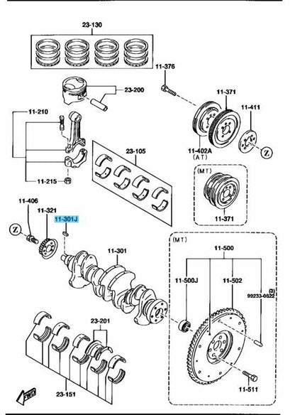 MAZDA MX-5 MIATA NA NB 90-03 Genuine Timing Pulley Crankshaft Woodruff Key OEM