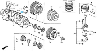 HONDA CR-V RD# 97-01 Genuine Main Lower (Green) Bearing D 13344-PR3-004 x5 set