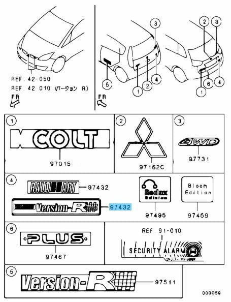 MITSUBISHI COLT Z27AG 06-07 Genuine Rear Emblem "RALLIART Version-R" 7415A254