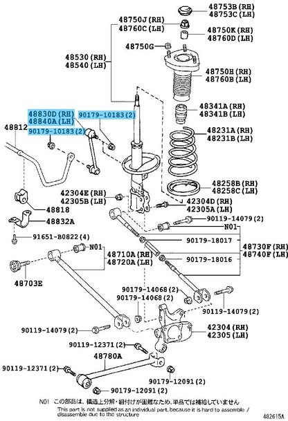 TOYOTA HIGHLANDER GSU40 01-13 Genuine Rear Stabilizer Link x2 & NUT x4 R & L set