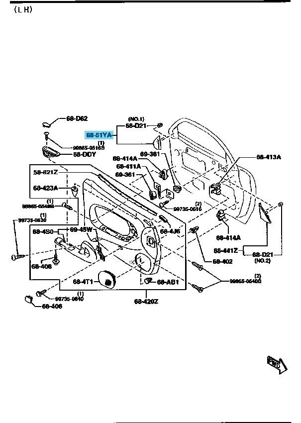 MAZDA RX-7 FD3S 93-95 Genuine Inner Sail Garnish Corner Trim LH FD01-68-51YE OEM