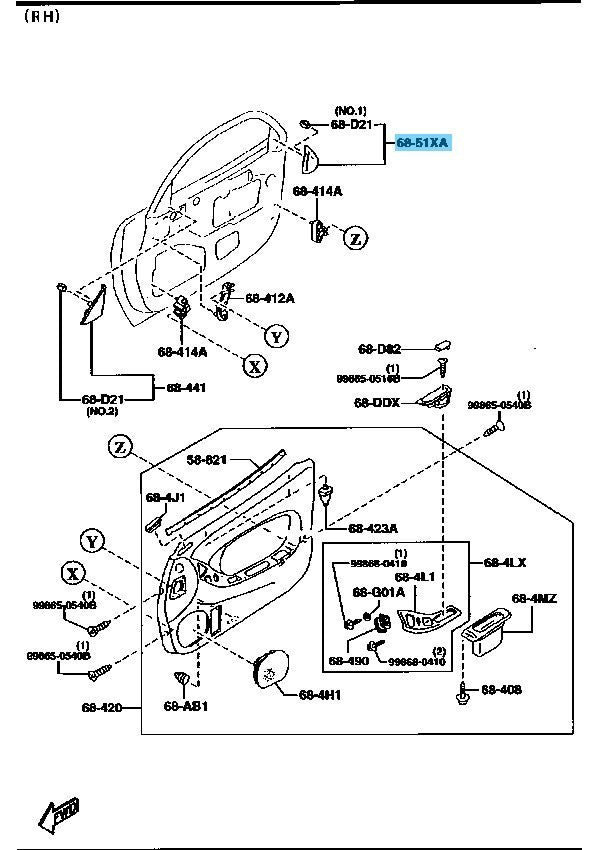 MAZDA RX-7 FD3S 93-95 Genuine Inner Sail Garnish Corner Trim RH FD01-68-51XE OEM