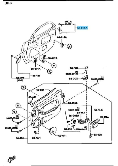 MAZDA RX-7 FD3S 93-95 Genuine Inner Sail Garnish Corner Trim RH FD01-68-51XE OEM