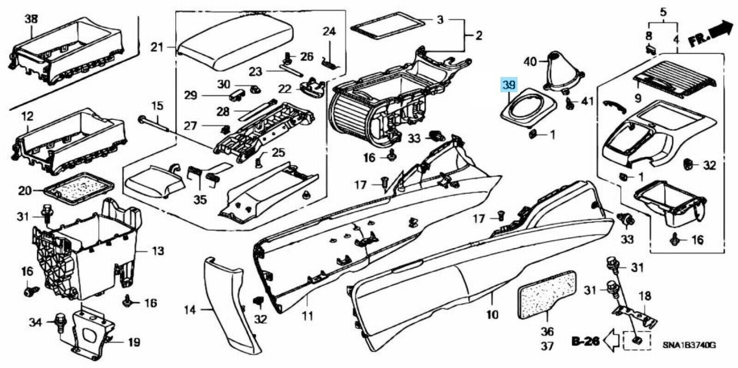 HONDA CIVIC TYPE-R FD2 Genuine Shift Boot Under Cover Panel 77296-SNW-U71ZA OEM