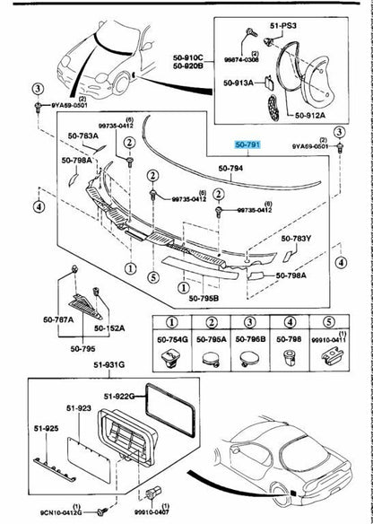 MAZDA RX-7 FD3S RHD 1993-2002 Genuine Cowl Grille Top Cover F100-50-790A OEM