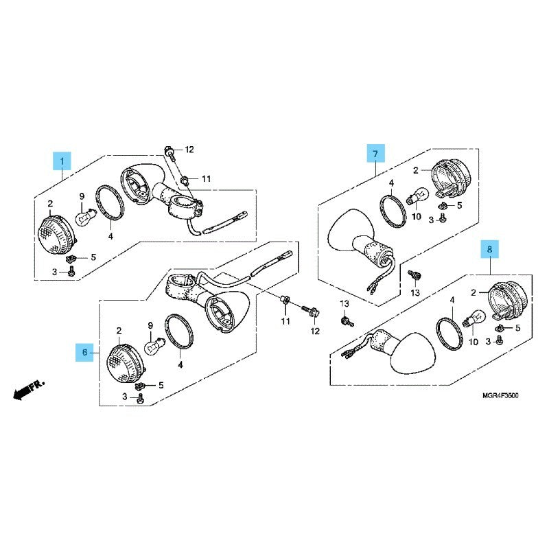 HONDA VT750RS SHADOW RS '10-13 Genuine Front & Rear Turn Signal RH & LH Set OEM