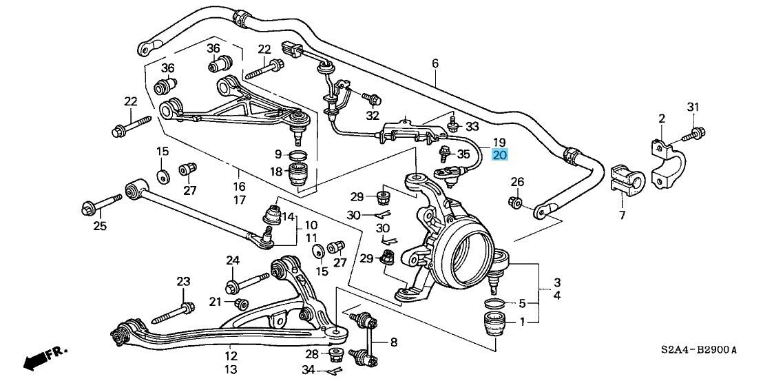 HONDA S2000 AP1 2000-2005 Rear ABS Sensor Assembly Left 57475-S2A-003 OEM