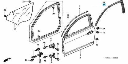 HONDA INTEGRA TYPE-R ACURA RSX DC5 02-06 Genuine Door Sub Seal Left Side OEM