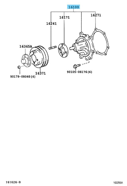 TOYOTA HIACE KD2H## TRH2## LH2## Genuine WATER PUMP Assembly 16100-59257 OEM