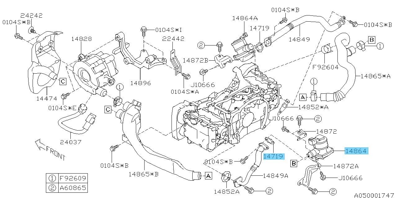 SUBARU IMPREZA WRX STi Genuine Secondary Air Suction Valve & Gasket Set OEM