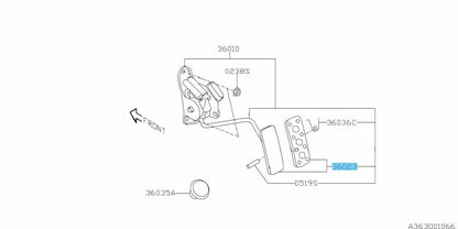 SUBARU IMPREZA WRX 04-06 Genuine Aluminum Accel & Clutch & Brake Pedal Pad Set