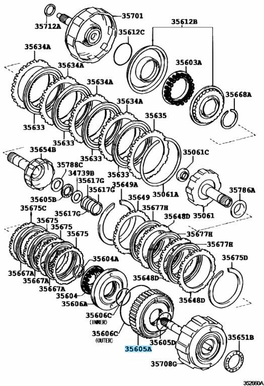 TOYOTA ECHO COROLLA MATRIX Genuine Direct Clutch Drum Sub-Assy 35605-52010 OEM