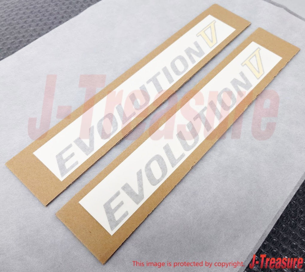 MITSUBISHI EVO5 CP9A Genuine "EVOLUTION V" Side Door Decal Silver Yellow Set OEM