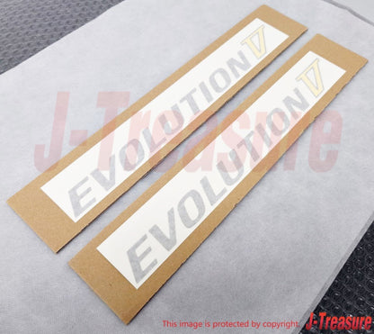 MITSUBISHI EVO5 CP9A Genuine "EVOLUTION V" Side Door Decal Silver Yellow Set OEM