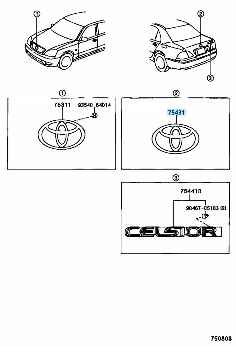 TOYOTA CELSIOR UCF30 UCF31 CAMRY ACV3# MCV3# Genuine Emblem 90975-02041 OEM