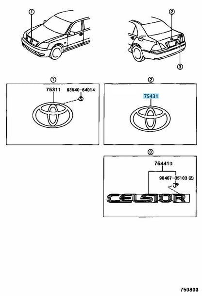 TOYOTA CELSIOR UCF30 UCF31 CAMRY ACV3# MCV3# Genuine Emblem 90975-02041 OEM