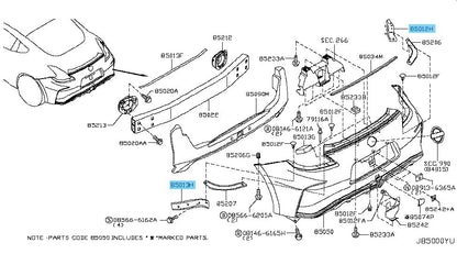 NISSAN 370Z Z34 2009-2016 Genuine Rear Bumper Side Bracket RH & LH Set OEM