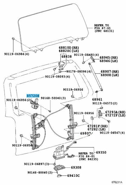 TOYOTA 4RUNNER GRN280 10-23 Genuine Back Door Power Window Motor 85720-35161 OEM