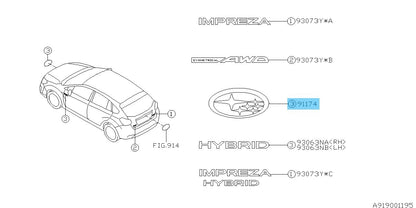 SUBARU IMPREZA GJ# GP# 12-14 Genuine Front Grille Ornament Emblem 93013FJ000 OEM