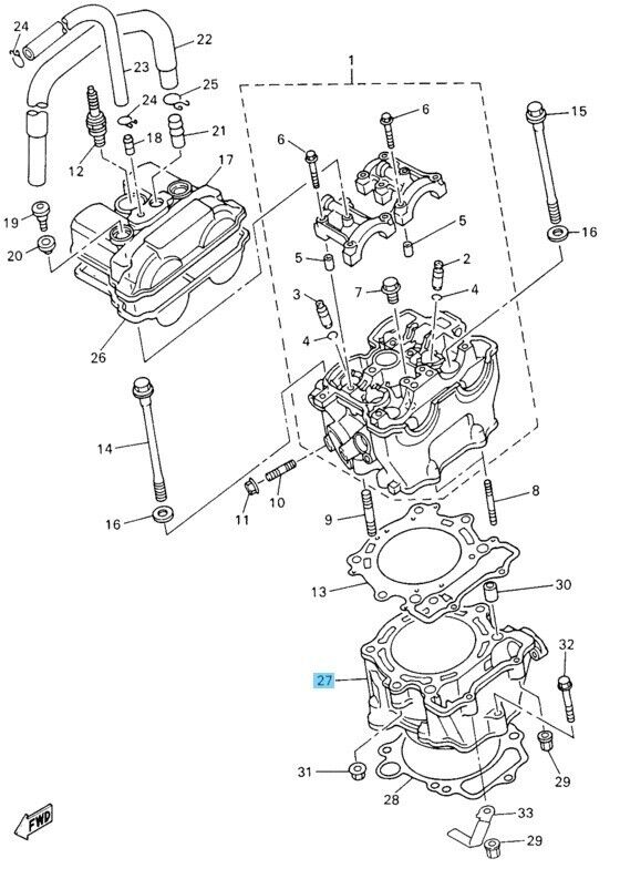 YAMAHA YZ426F 2000-2002 Genuine Engine Cylinder 5JG-11311-11-00 OEM