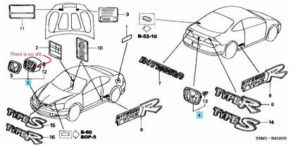 HONDA INTEGRA TYPE-R DC5 2005-2006 Genuine Red "H" Emblem Badge Front & Rear OEM
