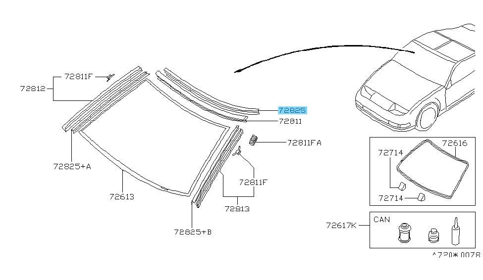 NISSAN 300ZX Z32 '90-96 Genuine F/Windshield Moulding Fastener Upper 72725-30P01