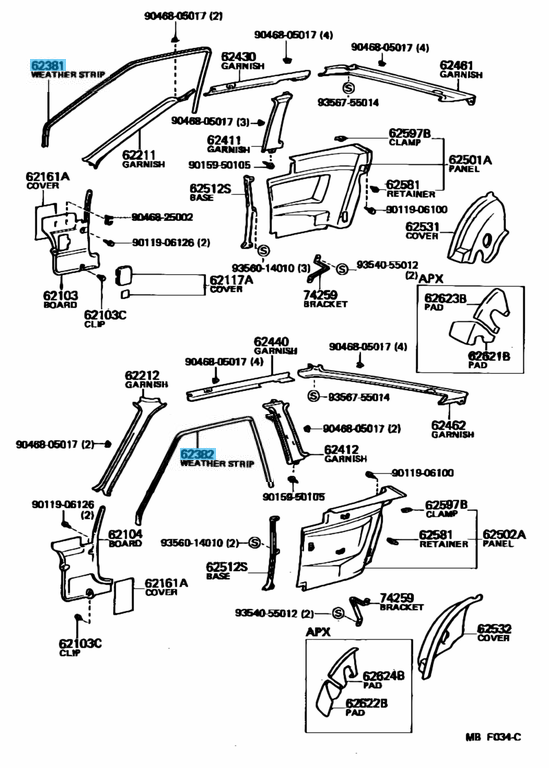 TOYOTA LEVIN TRUENO AE86 Genuine Front Roof Side Rail Weatherstrip RH LH Set OEM