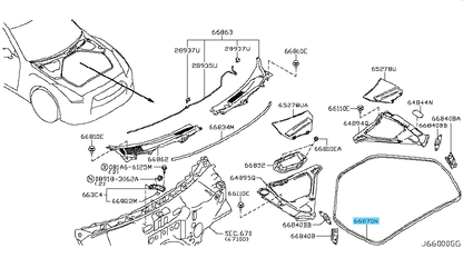 NISSAN GT-R R35 2011-2022 Genuine Cowl Top Cover Rubber Seal 66870-JF10A OEM