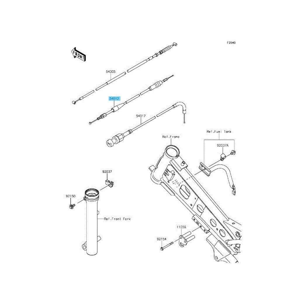 KAWASAKI KLX110 KLX110R 2002-2025 Genuine Throttle Cable 54012-0643 OEM